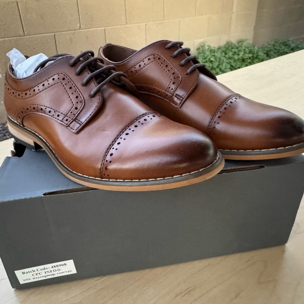 Classic Boys Cognac Leather Stacy Adams Dress Shoes